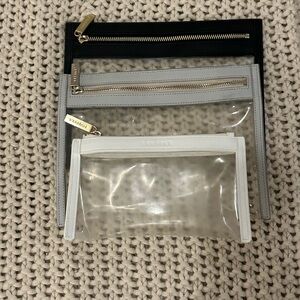 Three Truffle Clarity Clutches - 1 mini, 2 small, Black, ivory, gray